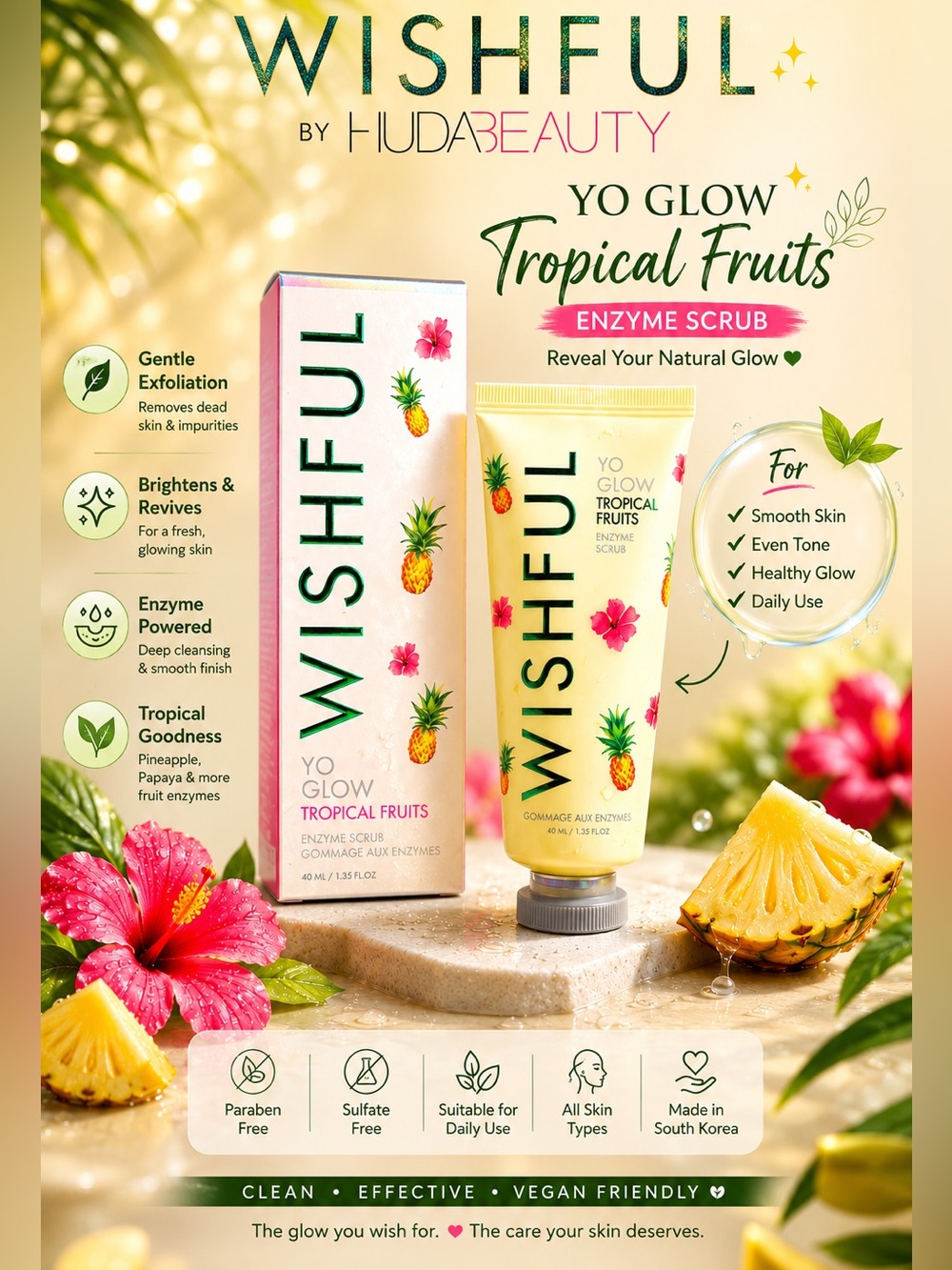 NEW/NIB Huda Beauty Wishful Yo Glow Tropical Fruits 40ml-Exclusive/Discontinued!